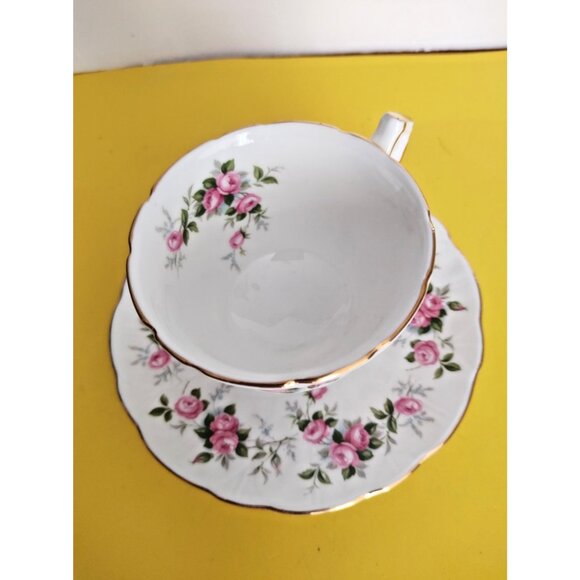 Aynsley Grotto Rose Fine bone china Tea cup & Saucer 1960's - Picture 11 of 11